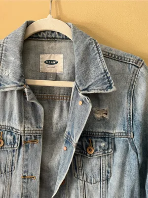 Old Navy Light Blue Distressed Denim Jacket thumbnail 2