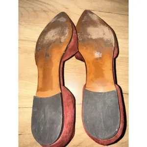 Coach Burgundy Cranberry Red‎ Leather Suede Gold Ballet D'Orsay Flats 10 T thumbnail 7