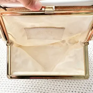 Vintage Corde Bead Bridal Snowflake Winter White Gold Clasp Top Handle Bag thumbnail 11