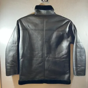 1553‎ | Rebecca Minkoff Vegan Leather Shearling Moto Jacket Black Womens L thumbnail 2