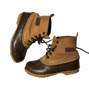 LL BEAN Women's Brown Leather Uninsulated Duck Bean Boots Sz 7 Rain Snow Winter thumbnail 10