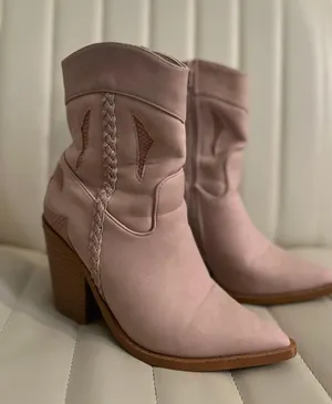 JustFab Short pink Cowgirl Boots country boots suede boots western pink mauve girly valentines shabby chic love shack fancy thumbnail 1