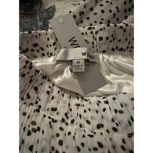 WD·NY White Black Polka Dot Pleated Tiered Midi Maxi Skirt NWT Size M thumbnail 7