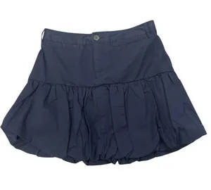 Trendy Capsule Navy Blue Cotton Bubble Hem Mini Skirt thumbnail 1