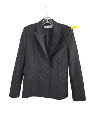 Zara Black Wool Blend Double Breasted Tailored Blazer Women's Medium thumbnail 1