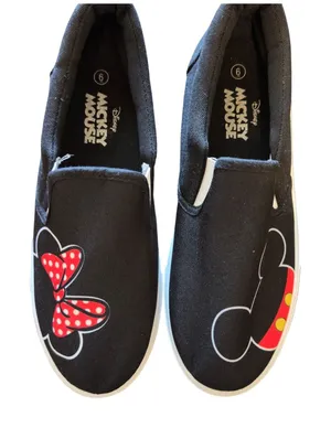 517 |Disney Mickey Mouse‎ Slip on Sneakers Black Canvas Women's Size 6 thumbnail 1