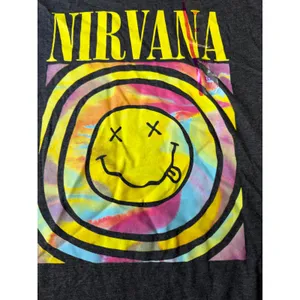Nirvana Smiley‎ Face Tie Dye Graphic T-Shirt XXL Heather Charcoal Grey NIR118251 thumbnail 3