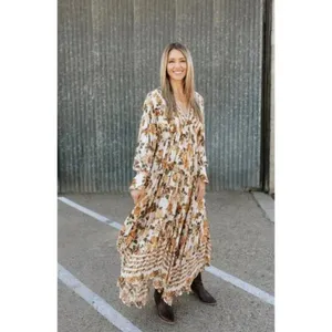 FREE PEOPLE Rows Of Roses Maxi Dress in Ivory Combo Size X-Small thumbnail 15