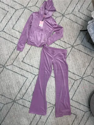 Size S Juicy Couture Velour Tracksuit Smoky Grape Purple set hoodie sweatpants thumbnail 4