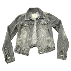 Aeropostale Denim Trucker Jacket Gray Distressed Vintage Rugged Americana thumbnail 1