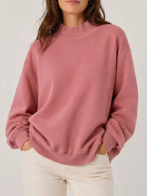 Aerie Mockneck Sweatshirt Size Small Oversized Coral Pink Cozy Sweater thumbnail 1