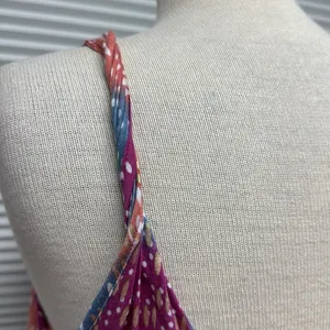 Free People Vintage Multi Sherbert Color Stripe Polka Dot Twisted Strap Tank Top thumbnail 7