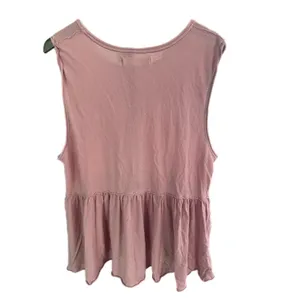Free People We The Free‎ Peplum Tank Top Pink Sleeveless Ruffle Hem Medium thumbnail 3