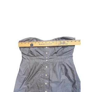 J.Crew Womens Strapless Chambray Cotton‎ Button Front Dress Blue Gray Size S thumbnail 3