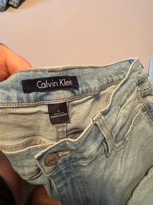 Calvin Klein loose fit raw hem straight leg light wash jeans thumbnail 5