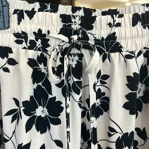 Maxi Skirt Cream Black Floral High Waist Flowy thumbnail 8