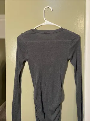 Stateside Women’s Sz XS Kate Ribbed Dress Bodycon Midi Length Dark Gray Long Slv thumbnail 7