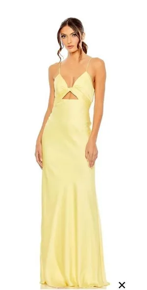 Ieena for Mac Duggal Twist Front Gown Yellow Womens Size 14 thumbnail 1