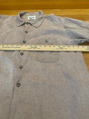 Flax by Angelheart long sleeve 100% linen button down shirt size small . thumbnail 6