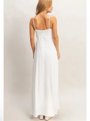 NEW HYFVE White Linen Blend Lace Panel Maxi Dress – Large thumbnail 4