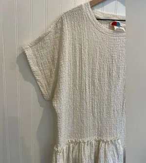 FP BEACH by Free People Marni Asymmetrical Ruffle Tunic Mini Dress Cream Size S thumbnail 7