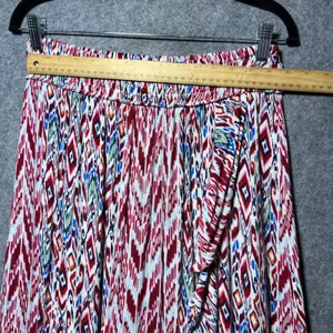 Westport Boho Ikat Print Tiered Ruffle Skirt Rayon Pull‎ On Midi Womens M thumbnail 2