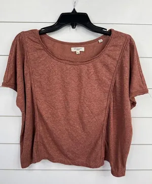 Max Studio London Womens Size M Burnt Orange Brown Scoop Neck Textured Top thumbnail 1