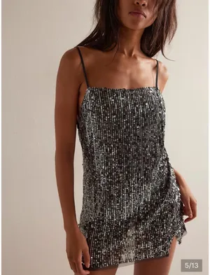 Free people midnight kiss mini slip dress charcoal color combo thumbnail 6
