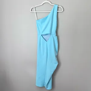 Katie May New Age One Shoulder Ruched Side Slit Midi Dress Sky Blue Small thumbnail 8