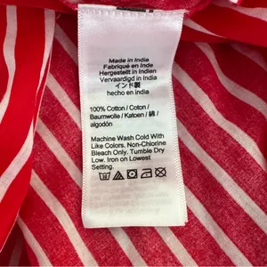 NWOT J. Crew Cotton Voile Beach Coverup Skirt Red & White Stripes Sz L Sold Out thumbnail 6