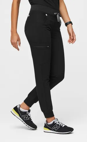 Figs scrubs zamora joggers pants black pockets slim medical yoga waistband thumbnail 1