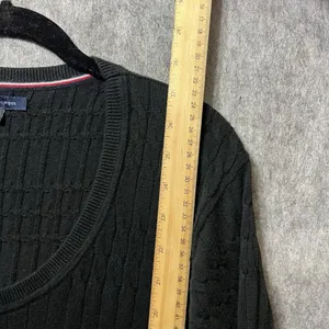 Tommy Hilfiger Sweater‎ XXL Womens Black Scoop Neck Cable Knit Long Sleeve thumbnail 4