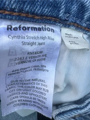 Reformation Cynthia Stretch High Rise Straight Jeans Light Wash 24 thumbnail 4