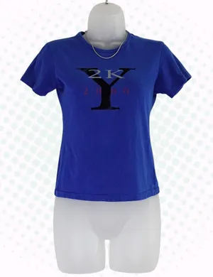 Vintage 90s Royal Blue Year 2000 Y2K T-Shirt Graphic Size Size M thumbnail 1