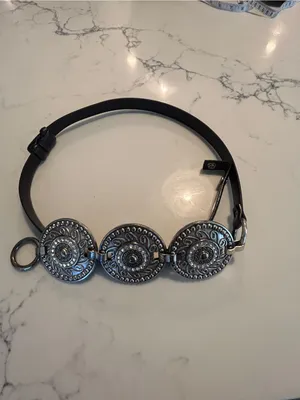 Chico's Black Belt with Antique Gold Medallion Accents thumbnail 2