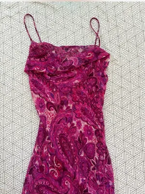 Zara backless pink and purple midi dress with open back and ruffle detail, size XS thumbnail 5