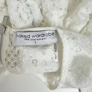 NEW Naked Wardrobe The Statement Lace Blouse Long Puff Sleeve Ivory Romantic S thumbnail 10