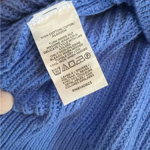 LOFT Blue Crew Neck Knit Sweater with Button Accents Ruffles Medium thumbnail 4