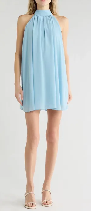 Corine Halter Light Blue Mini Dress from Alice + Olivia thumbnail 1