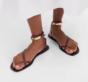 Madewell The Vira Bangle Ankle-Wrap Sandal in Leather Leather Ankle-Strap Flat 8 thumbnail 1
