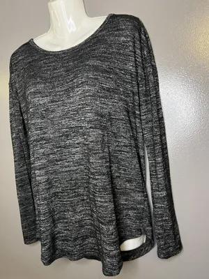 Gap Shirt Womens Petite Small Charcoal Gray Boat Neck Long Sleeve Stretch Top thumbnail 4