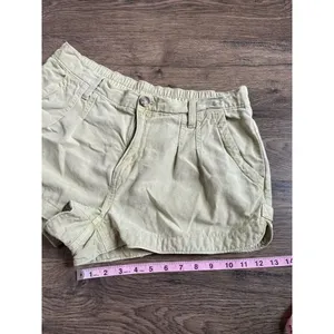 EUC Womens AERIE PLEATED‎ UTILITY SHORT green cotton lyocell pocket size L thumbnail 8
