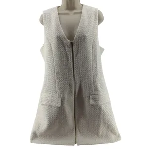 Abercrombie & Fitch Mara Tweed Zip-Up Mini Dress Cream Tweed Womens Large thumbnail 2