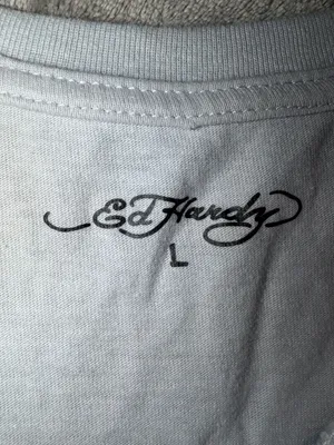 Ed Hardy True 'Til Death Rhinestone Graphic Crop T-Shirt Light Gray Size L thumbnail 6