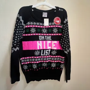 Well Worn Black and‎ Pink Naughty List Sweater thumbnail 2