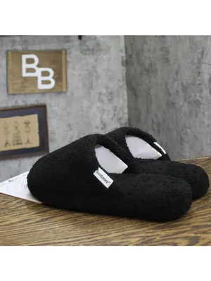 NWT Isotoner Cozy Plush Terry Knit Clog Slippers 8844 Black L (8.5-9) thumbnail 8