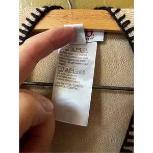 Denim & Company tan herringbone open poncho cape. Boho festival thumbnail 7