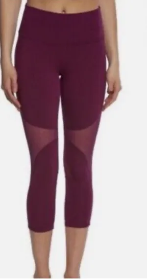 Alo Yoga Burgundy High Waist Mesh Panel Crop Leggings W5475R Size Small thumbnail 1