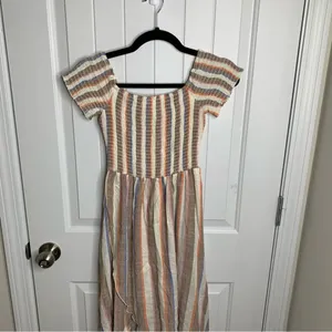 Show me your Mumu striped off shoulder willa smocked maxi dress‎ size medium thumbnail 5