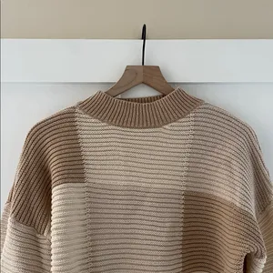 PEPPERMAYO Tulum Nights Neutral Patchwork Knit Checkered Jumper Sweater Size S thumbnail 5
